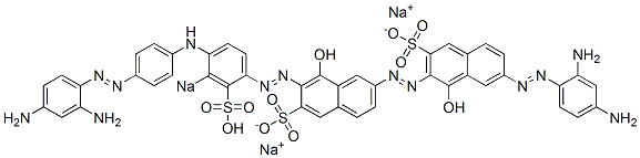 7-[(2,4-Diaminophenyl)azo]-7'-[[4-[[4-[(2,4-diaminophenyl)azo]phenyl]amino]-3-sodiosulfophenyl]azo]-1,8'-dihydroxy[2,2'-azobisnaphthalene]-3,6'-disulfonic acid disodium salt 结构式