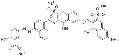 trisodium 5-[[4-[[7-[(6-amino-1-hydroxy-3-sulphonato-2-naphthyl)azo]-1-hydroxy-3-sulphonato-2-naphthyl]azo]-1-naphthyl]azo]salicylate  结构式