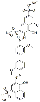 5-Chloro-4-hydroxy-3-[[4'-[(1-hydroxy-4-sulfo-2-naphtyl)azo]-3,3'-dimethoxy-1,1'-biphenyl-4-yl]azo]-2,7-naphthalenedisulfonic acid trisodium salt 结构式