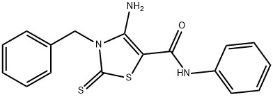 5-Thiazolecarboxamide, 2,3-dihydro-4-amino-N-phenyl-3-(phenylmethyl)-2 -thioxo-, hydrate 结构式