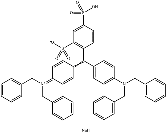 hydrogen di(benzyl)[4-[[4-(dibenzylamino)phenyl](2,4-disulphonatophenyl)methylene]cyclohexa-2,5-dien-1-ylidene]ammonium, sodium salt  结构式