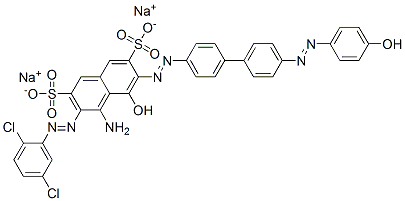 4-Amino-3-[(2,5-dichlorophenyl)azo]-5-hydroxy-6-[[4'-[(4-hydroxyphenyl)azo]-1,1'-biphenyl-4-yl]azo]-2,7-naphthalenedisulfonic acid disodium salt 结构式