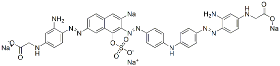 N-[3-Amino-4-[[7-[[4-[[4-[[2-amino-4-[(sodiooxycarbonylmethyl)amino]phenyl]azo]phenyl]amino]phenyl]azo]-8-hydroxy-6-sodiosulfo-2-naphthalenyl]azo]phenyl]glycine sodium salt 结构式