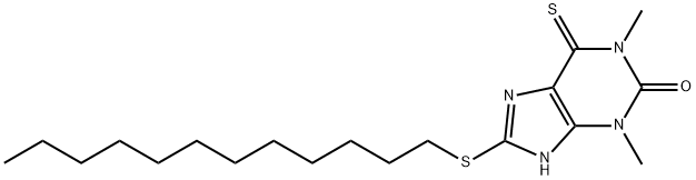 6,7-Dihydro-1,3-dimethyl-8-(dodecylthio)-6-thioxo-1H-purin-2(3H)-one 结构式