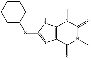 8-(Cyclohexylthio)-1,3-dimethyl-6-thioxo-1,6-dihydro-7H-purin-2(3H)-one 结构式
