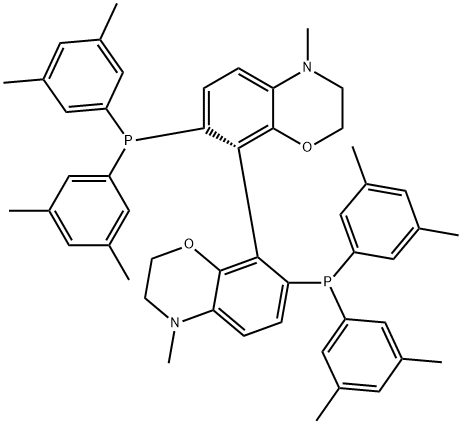 R-(+)-N,N'-DIMETHYL-7,7'-BIS(DI(3,5-XYLYL)PHOSPHINO)-3,3',4,4'-TETRAHYDRO-8,8'-BI-2H-1,4-BENZOXAZINE ISOPROPANOL ADDUCT 结构式