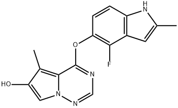 4-(4-氟-2-甲基-1H-吲哚-5-氧基)-5-甲基吡咯并[2,1-F][1,2,4]三嗪-6-醇 结构式