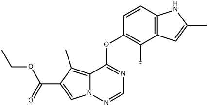 4-(4-氟-2-甲基-1H-吲哚-5-氧基)-5-甲基吡咯并[2,1-F][1,2,4]三嗪-6-羧酸乙酯 结构式