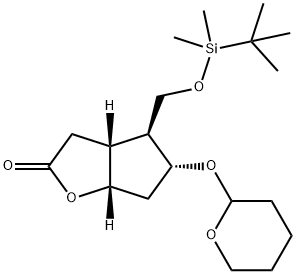 (3AR,4S,5R,6AS)-4-[[[(1,1-二甲基乙基)二甲基硅基]氧基]甲基]六氢-5-[(四氢-2H-吡喃-2-基)氧基]-2H-环戊并[B]呋喃-2-酮 结构式