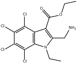 1H-Indole-3-carboxylic acid, 2-aminomethyl-1-ethyl-4,5,6,7-tetrachloro -, ethyl ester 结构式