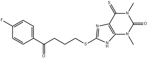 8-[[3-(4-Fluorobenzoyl)propyl]thio]-1,7-dihydro-1,3-dimethyl-6-thioxo-2H-purin-2-one 结构式