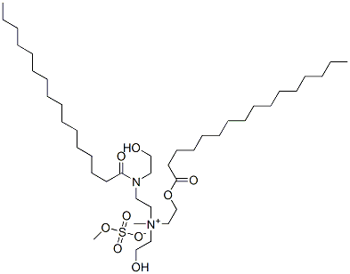 (2-hydroxyethyl)[2-[(2-hydroxyethyl)(1-oxohexadecyl)amino]ethyl]methyl[2-[(1-oxohexadecyl)oxy]ethyl]ammonium methyl sulphate 结构式