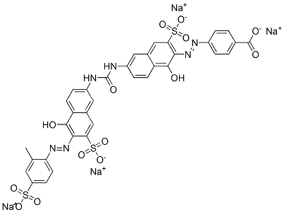 tetrasodium 4-[[1-hydroxy-6-[[[[5-hydroxy-6-[(2-methyl-4-sulphonatophenyl)azo]-7-sulphonato-2-naphthyl]amino]carbonyl]amino]-3-sulphonato-2-naphthyl]azo]benzoate  结构式