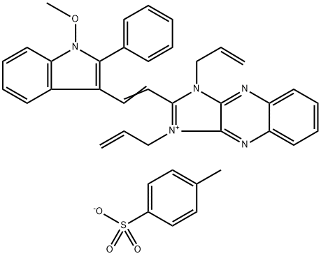 1,3-diallyl-2-[2-(1-methoxy-2-phenyl-1H-indol-3-yl)vinyl]-1H-imidazo[4,5-b]quinoxalinium toluene-p-sulphonate 结构式