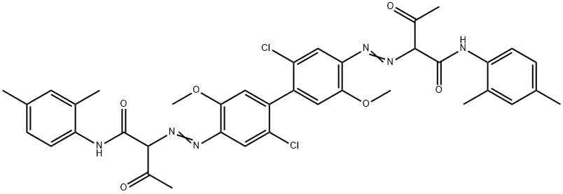 2,2'-[(2,2'-dichloro-5,5'-dimethoxy[1,1'-biphenyl]-4,4'-diyl)bis(azo)]bis[N-(2,4-dimethylphenyl)-3-oxobutyramide] 结构式