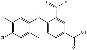 4-[(4-CHLORO-2,5-DIMETHYLPHENYL)THIO]-3-NITROBENZOIC ACID 结构式