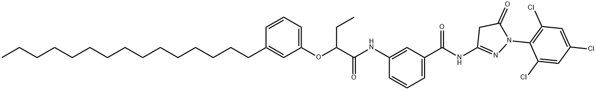 N-[4,5-dihydro-5-oxo-1-(2,4,6-trichlorophenyl)-1H-pyrazol-3-yl]-3-[[1-oxo-2-(3-pentadecylphenoxy)butyl]amino]benzamide 结构式
