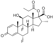 6Α,9Α-二氟-11Β-羟基-16Α-甲基-3-氧代-17Α-(丙酰氧基)雄甾-1,4-二烯-17 Β-羧酸 结构式