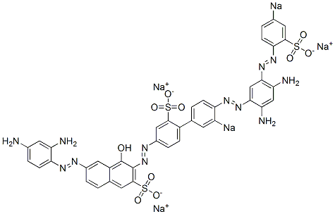 6-[(2,4-Diaminophenyl)azo]-3-[[4'-[[2,4-diamino-5-[(4-sodiosulfophenyl)azo]phenyl]azo]-3'-sodiosulfo[1,1'-biphenyl]-4-yl]azo]-4-hydroxynaphthalene-2-sulfonic acid sodium salt 结构式