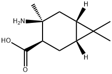 Bicyclo[4.1.0]heptane-3-carboxylic acid, 4-amino-4,7,7-trimethyl-, 结构式