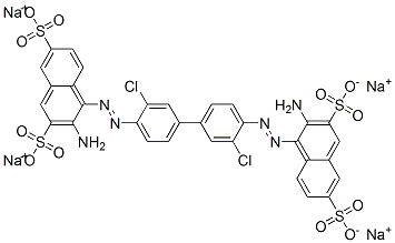tetrasodium 4,4'-[(3,3'-dichloro[1,1'-biphenyl]-4,4'-diyl)bis(azo)]bis[3-aminonaphthalene-2,7-disulphonate] 结构式