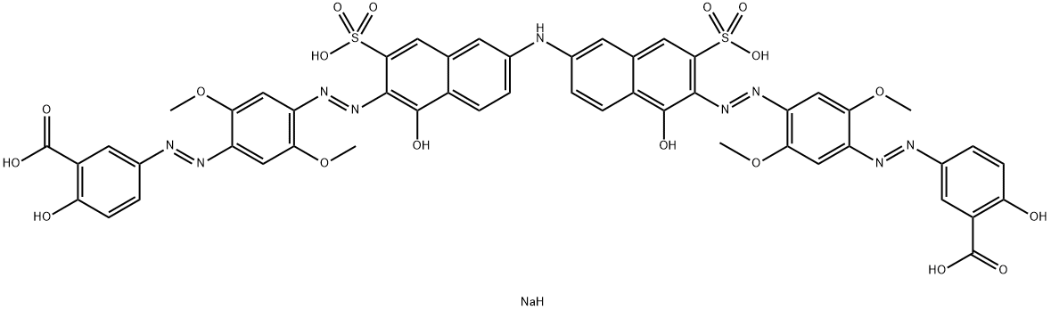 tetrasodium 5,5'-[iminobis[(1-hydroxy-3-sulphonato-6,2-naphthylene)azo(2,5-dimethoxy-4,1-phenylene)azo]]bis(salicylate) 结构式