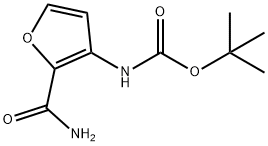 (2-氨基甲酰呋喃-3-基)氨基甲酸叔丁酯 结构式