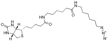 1H-Thieno[3,4-d]iMidazole-4-pentanaMide, N-[6-[(6-azidohexyl)aMino]-6-oxohexyl]hexahydro-2-oxo-, (3aS,4S,6aR)- 结构式