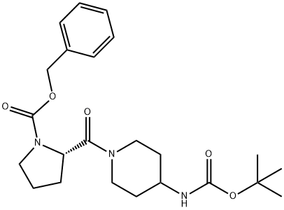 2-(4-TERT-BUTOXYCARBONYLAMINOPIPERIDINE-1-CARBONYL)PYRROLIDINE-1-CARBOXYLIC ACID BENZYL ESTER 结构式