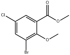 3-溴-5-氯-2-甲氧基苯甲酸甲酯 结构式