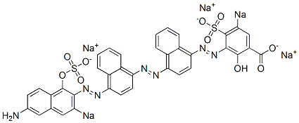 3-[[4-[[4-[(6-Amino-1-hydroxy-3-sodiosulfo-2-naphthalenyl)azo]-1-naphthalenyl]azo]-1-naphthalenyl]azo]-2-hydroxy-5-sodiosulfobenzoic acid sodium salt 结构式