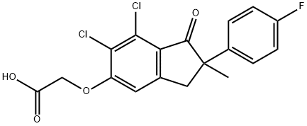 ((6,7-dichloro-2-(4-fluorophenyl)-2-methyl-1-oxo-5-indanyl)oxy)acetic acid 结构式