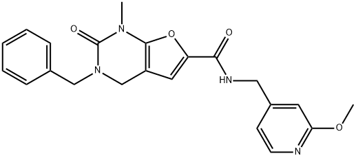 Furo[2,3-d]pyrimidine-6-carboxamide,  1,2,3,4-tetrahydro-N-[(2-methoxy-4-pyridinyl)methyl]-1-methyl-2-oxo-3-(phenylmethyl)- 结构式