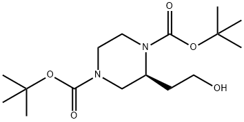 (S)-di-tert-Butyl 2-(2-hydroxyethyl)piperazine-1,4-dicarboxylate 结构式