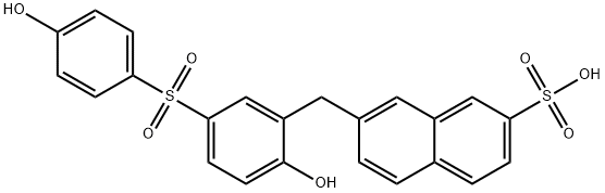 7-[[2-hydroxy-5-[(4-hydroxyphenyl)sulphonyl]phenyl]methyl]naphthalene-2-sulphonic acid  结构式