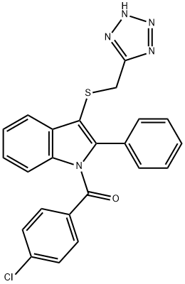 1-(4-Chlorobenzoyl)-2-phenyl-3-[(1H-tetrazol-5-yl)methylthio]-1H-indole 结构式