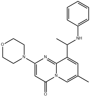 (+/-)-7-甲基-2-(吗啉-4-基)-9-(1-苯基氨基乙基)吡啶并[1,2-A]嘧啶-4-酮 结构式