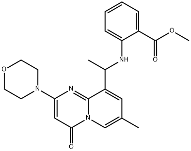 2-[[1-[7-甲基-2-(吗啉-4-基)-4-氧代吡啶并[1,2-A]嘧啶-9-基]乙基]氨基]苯甲酸甲酯 结构式