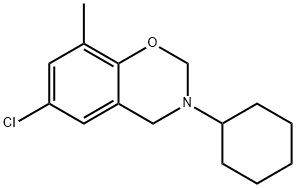 6-Chloro-3-cyclohexyl-3,4-dihydro-8-methyl-2H-1,3-benzoxazine 结构式