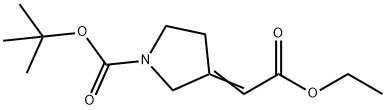 叔-丁基-3-(2-乙氧基-2-氧亚基亚乙基)吡咯烷-1-甲酸基酯 结构式