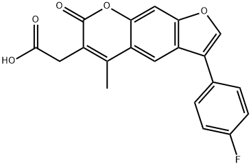 2-[3-(4-氟苯基)-7-氧代-5-甲基-吡喃并[5,6-F]苯并呋喃-6-基]乙酸 结构式