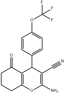 2-amino-5-oxo-4-[4-(trifluoromethoxy)phenyl]-5,6,7,8-tetrahydro-4H-chromene-3-carbonitrile 结构式