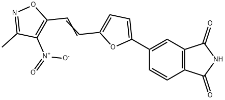 1H-Isoindole-1,3(2H)-dione,  5-[5-[2-(3-methyl-4-nitro-5-isoxazolyl)ethenyl]-2-furanyl]- 结构式