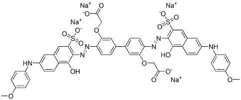 tetrasodium 2,2'-[[4,4'-bis[[1-hydroxy-6-[(4-methoxyphenyl)amino]-3-sulphonato-2-naphthyl]azo][1,1'-biphenyl]-3,3'-diyl]bis(oxy)]diacetate  结构式