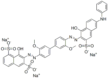 trisodium 8-hydroxy-7-[[4'-[[1-hydroxy-6-(phenylamino)-3-sulphonato-2-naphthyl]azo]-3,3'-dimethoxy[1,1'-biphenyl]-4-yl]azo]naphthalene-1,6-disulphonate 结构式