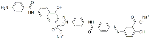 DISODIUM 5-[[4-[[[4-[[6-[(4-AMINOBENZOYL)AMINO]-1-HYDROXY-3-SULPHONATO-2-NAPHTHYL]AZO]PHENYL]AMINO]C 结构式