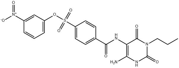 Benzenesulfonic  acid,  4-[[(4-amino-1,2,3,6-tetrahydro-2,6-dioxo-1-propyl-5-pyrimidinyl)amino]carbonyl]-,  3-nitrophenyl  ester 结构式
