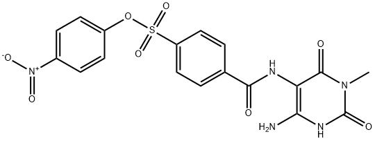 Benzenesulfonic  acid,  4-[[(4-amino-1,2,3,6-tetrahydro-1-methyl-2,6-dioxo-5-pyrimidinyl)amino]carbonyl]-,  4-nitrophenyl  ester 结构式