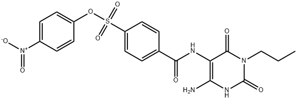 Benzenesulfonic  acid,  4-[[(4-amino-1,2,3,6-tetrahydro-2,6-dioxo-1-propyl-5-pyrimidinyl)amino]carbonyl]-,  4-nitrophenyl  ester 结构式