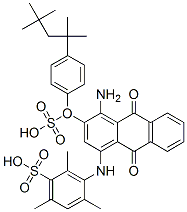 3-[[4-amino-9,10-dihydro-9,10-dioxo-3-[sulpho-4-(1,1,3,3-tetramethylbutyl)phenoxy]-1-anthryl]amino]-2,4,6-trimethylbenzenesulphonic acid 结构式